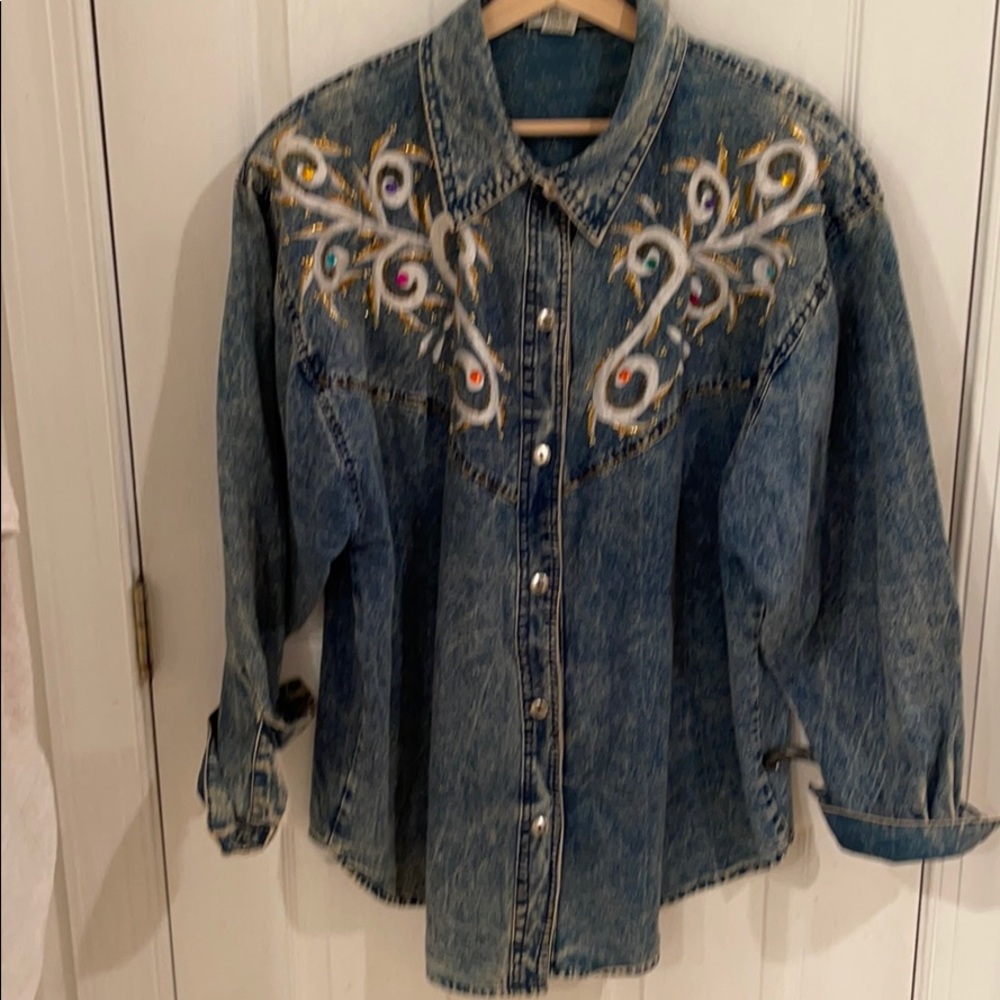 CLUB Z DENIM JACKET EMBROIDERY & BEADING $20 firm